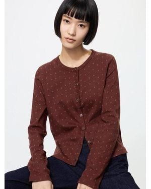 Uniqlo Pointelle Cardigan (Printed) - Red