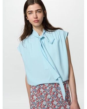 Uniqlo Bow Tie Blouse (Sleeveless) - Blue
