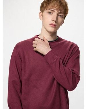 Uniqlo Soft Knit Fleece Crew Neck T-Shirt (Long Sleeve) - Lila