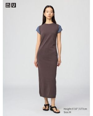 Uniqlo Smooth Cotton Knitted Hoodie Dress in Natural | Lyst UK