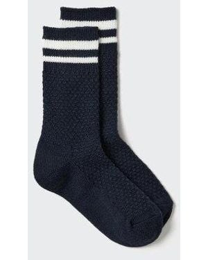 Uniqlo Heattech Thermo Socken (Popcorn-Struktur) - Blau