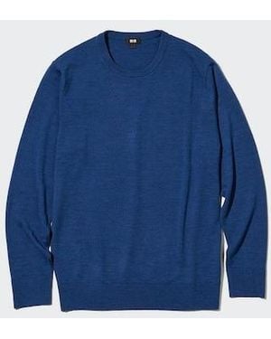 Uniqlo 100% Merino Crew Neck Jumper - Blue