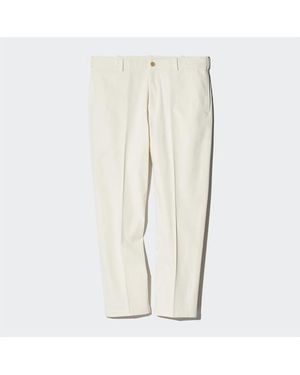 Uniqlo Pantaloni Eleganti Smart Cotone Alla Caviglia - Bianco