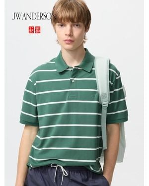Uniqlo Dry Piqué Polo Shirt (Wide Striped) - Green