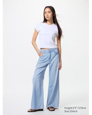 Uniqlo Drapey Wide Flare Jeans - Blue