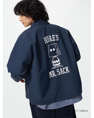 Uniqlo Peanuts Ut Graphic Coach Jacket - Blue