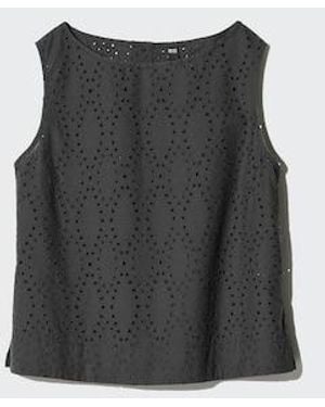 Uniqlo Embroidered Blouse (Sleeveless) - Black