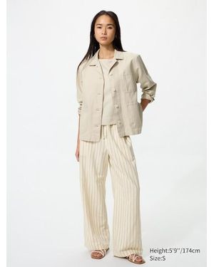 Uniqlo Linen Blend Easy Trousers (Striped) - Natural