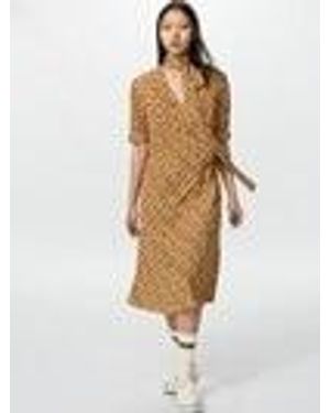 Uniqlo Bow Tie Dress (Short Sleeve, Printed) - White