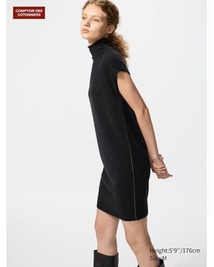 Uniqlo Vestito Midi 100% Cashmere Senza Maniche - Nero