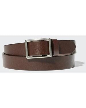 Uniqlo Italian Leather Slide Buckle Belt - Brown