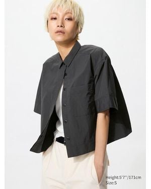 Uniqlo Nylon Boxy Short Shirt (Half Sleeve) - Grey