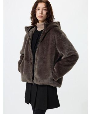 Uniqlo Giacca Morbida Con Cappuccio - Grigio