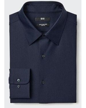 Uniqlo Super Non Iron Slim Fit Jersey Shirt (Regular Collar) - Blue