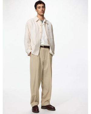Uniqlo Pleated Wide Trousers - Natural