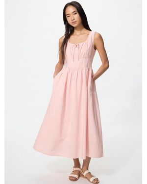 Uniqlo Linen Blend Shirring Dress (Sleeveless) - Pink