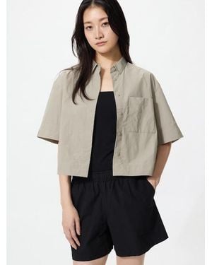 Uniqlo Nylon Boxy Short Shirt (Half Sleeve) - Grey