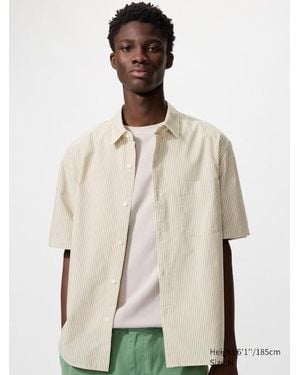 Uniqlo Seersucker Shirt (Short Sleeve, Striped) - Natural