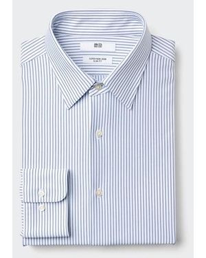 Uniqlo Super Non-Iron Jersey Slim Fit Shirt (Regular Collar, Stripe) - Blue