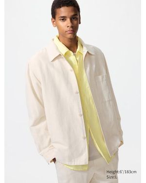 Uniqlo Cotton Linen Blend Shirt Jacket - Natural
