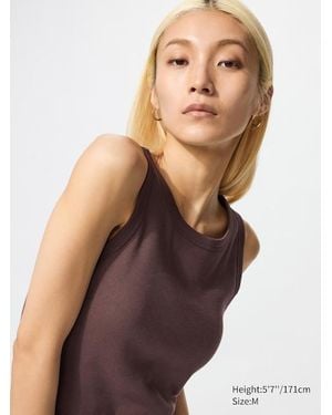 Uniqlo Camiseta Corta Con Sujetador Canalé (Sin Mangas) - Marrón