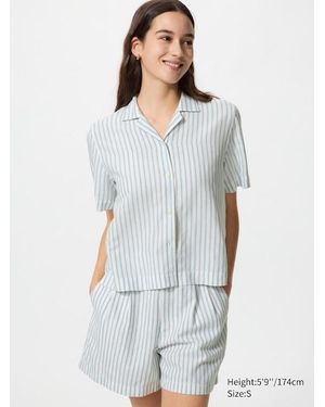 Uniqlo Linen Cotton Shorts (Striped) - White