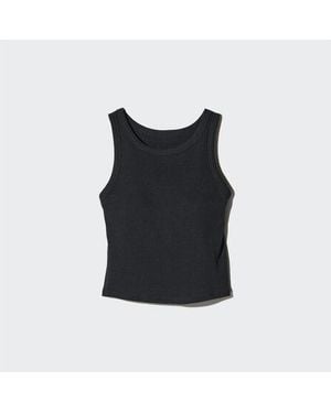 Uniqlo Ribbed Cropped Sleeveless Bra Top - Black