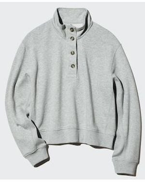 Uniqlo Button-Up Sweat Pullover - White