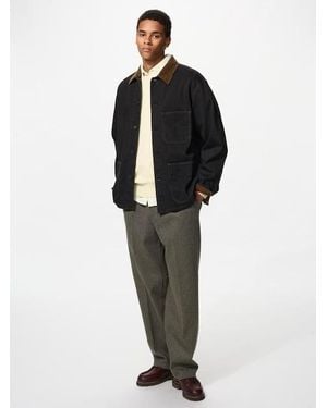Uniqlo Pleated Wide Trousers (Brushed Jersey, Herringbone) - Brown
