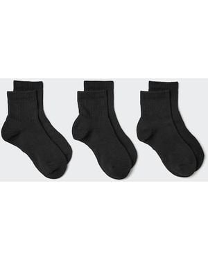 Uniqlo Socks (Crew Ribbed Pile, 3 Pairs) - Black