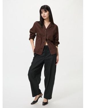 Uniqlo Linen Cotton Tapered Trousers - Black