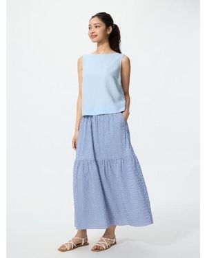Uniqlo Linen Blend Blouse (Sleeveless) - Blue
