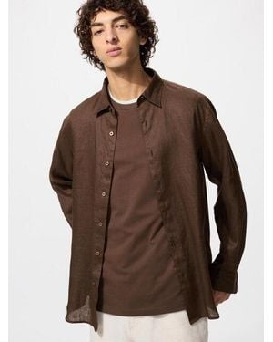 Uniqlo 100% Premium Linen Shirt - Brown
