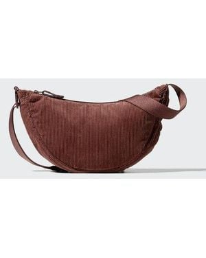 Uniqlo Round Mini Shoulder Bag (Corduroy) - Brown