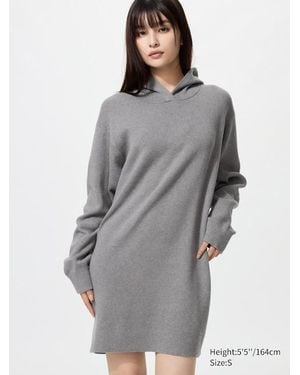 Uniqlo Smooth Cotton Knitted Hoodie Dress - Grey
