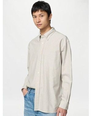 Uniqlo Oversized Oxford Shirt (Striped) - White