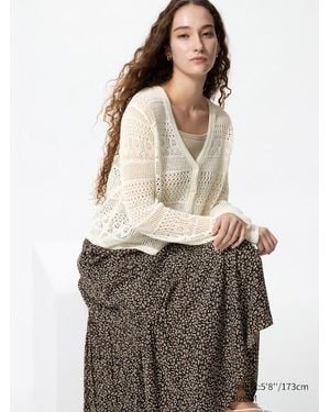 Uniqlo Crochet V Neck Cardigan - White