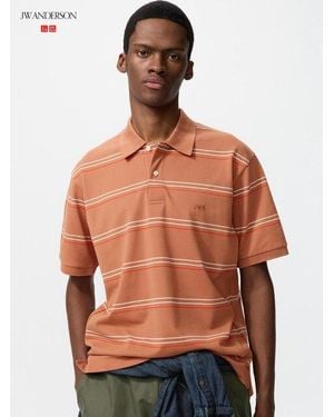 Uniqlo Dry Piqué Polo Shirt (Multi Striped) - Orange