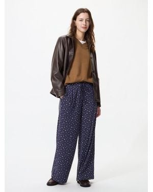 Uniqlo Ribbed Wide Easy Trousers (Printed) - Blue
