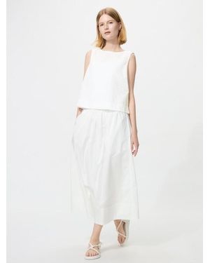 Uniqlo Cotton Blend Gathered Long Skirt - White