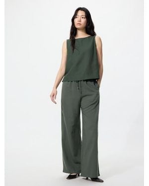 Uniqlo Linen Blend Easy Trousers (Longer) - Green