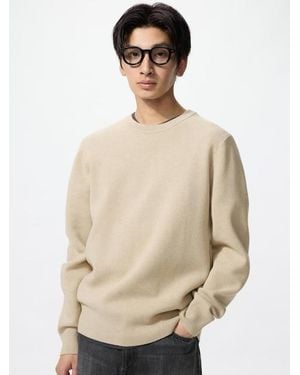 Uniqlo Washable Milano Ribbed Crew Neck Jumper - Natural