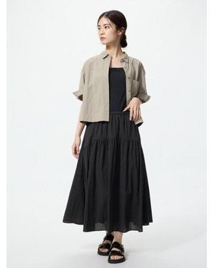 Uniqlo Falda Nailon Fruncida - Blanco