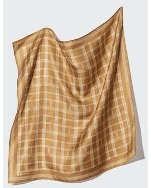 Uniqlo 100% Silk Scarf (Check) - Natural