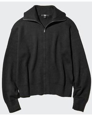 Uniqlo Smooth Cotton Full-Zip Cardigan - Black
