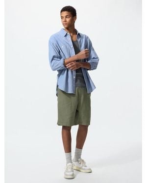Uniqlo Linen Blend Shorts - Blue