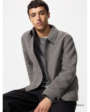 Uniqlo Single Collar Short Blouson (Patterned) - Grey