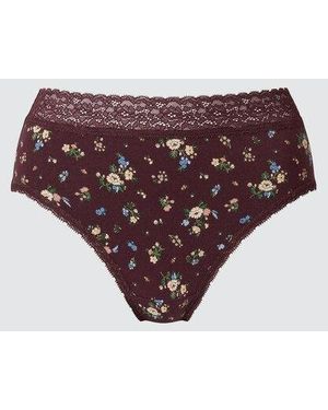 Uniqlo Bragas Cintura Alta Flores - Morado