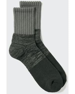 Uniqlo Heattech Half Socks (Colour Block, Pile, Soft Fit) - Grey