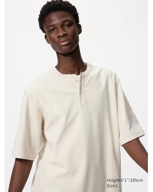 Uniqlo Dry Waffle Henley Neck T-Shirt - Natural